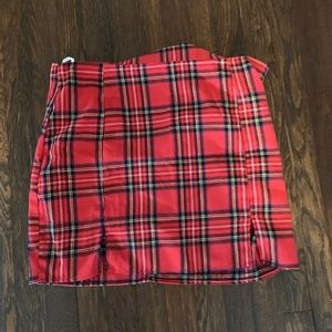 SHEIN Red plaid pencil skirt with small slits 1XL